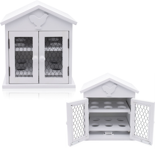White Wooden 12 Egg House Storage Holder