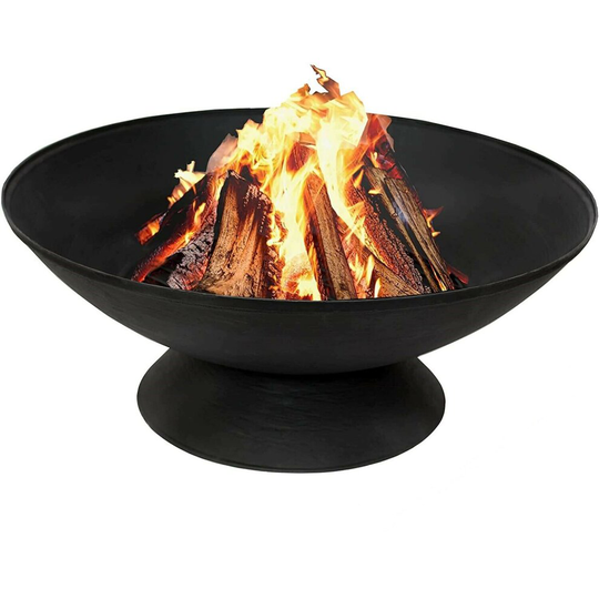 MCC Large 56cm Cast Iron Round Bowl Fire Pit BBQ Grill - Outdoor Firepit for Garden and Patio type B