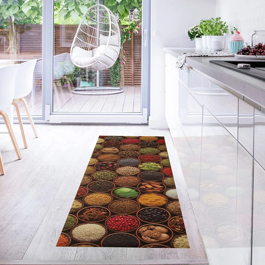 Barons Home Carot Pastoia Kitchen In PVC Non -Slip Non -Washable Spices 60X180 Cm