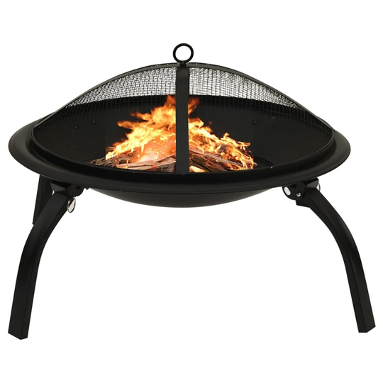 Aziana 49Cm H x 56Cm W Stainless Steel Wood Burning Outdoor Fire Pit with Lid