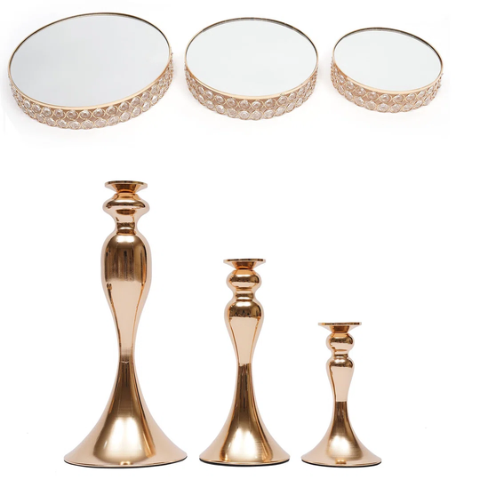 3Pcs Gold Crystal Cake Stand Party Decorations With Mermaid-Shaped Base For Cake Cupcakes Candies Cookies