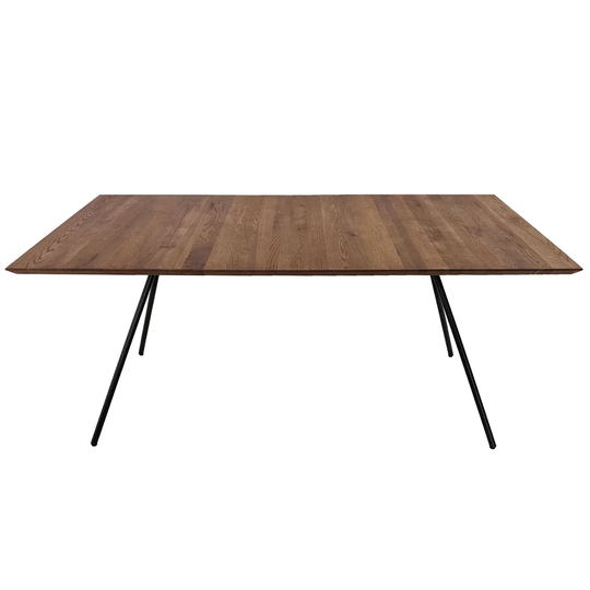 Dark brown oiled solid oak dining table - 90 x 180cm