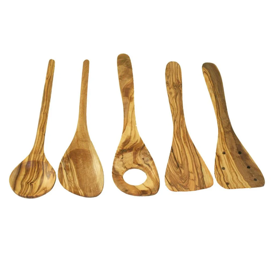5 piece kitchen set made of olive wood