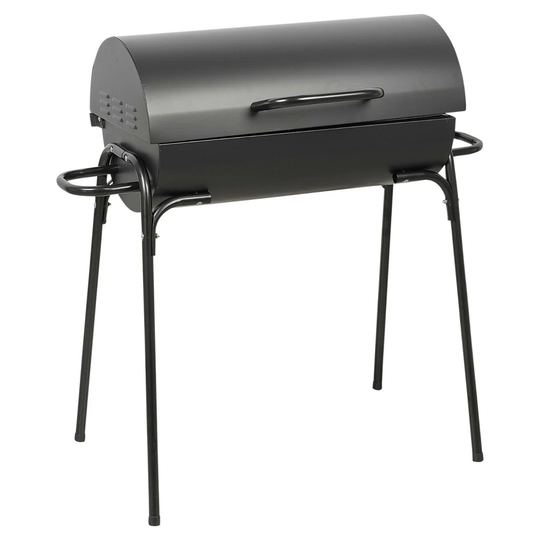 Black Cylinder Metal Drum Coal BBQ