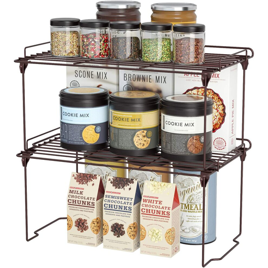 HapiRm Cupboard Organiser Kitchen Shelf Organiser, Plate Rack and Microwave Shelf Cupboard Shelf Stackable for Food, Kitchen Accessories and