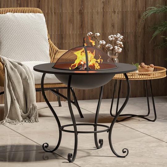 Krew 69Cm H x 64Cm W Steel Wood Burning Outdoor Fire Pit with Lid