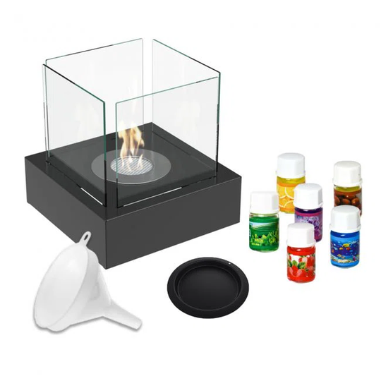 Tabletop Ethanol Fireplace Tango3 Black with Glazing