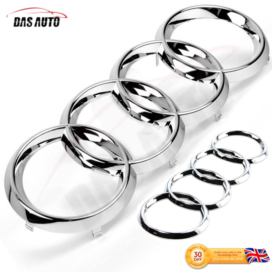 (Silver) Carbon Fibre Front Grill & Rear Rings Badge Emblem For Audi S4 S3 A5 A4 A3 A1 Quattro