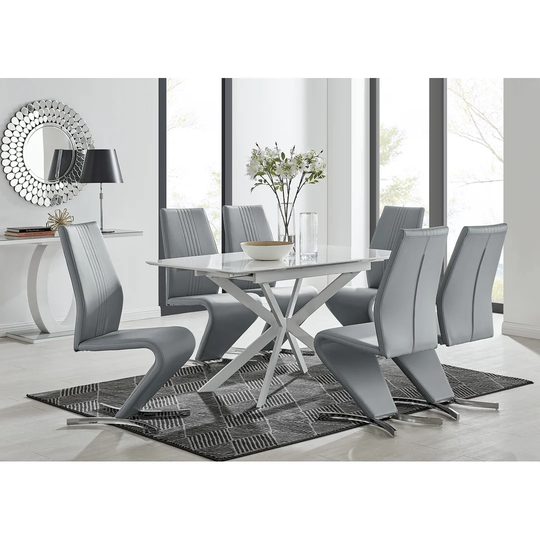 Chowchilla 120 Extending Dining Table And 6 Grey Chairs