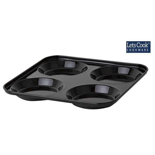 Vitreous Enamel 4 Cup Yorkshire Pudding Tin, British Made by Lets Cook Cookware