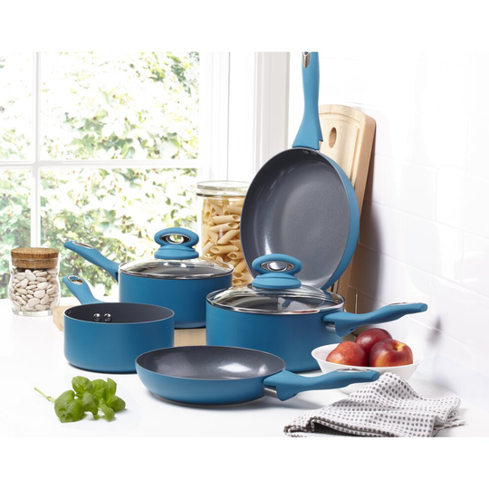 5pc Cermalon Non-Stick Pan Set - Teal
