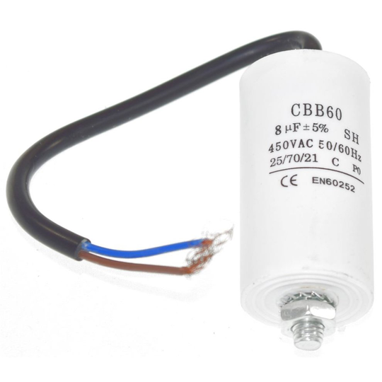 Universal 8UF Capacitor with 19cm Cable Connectors