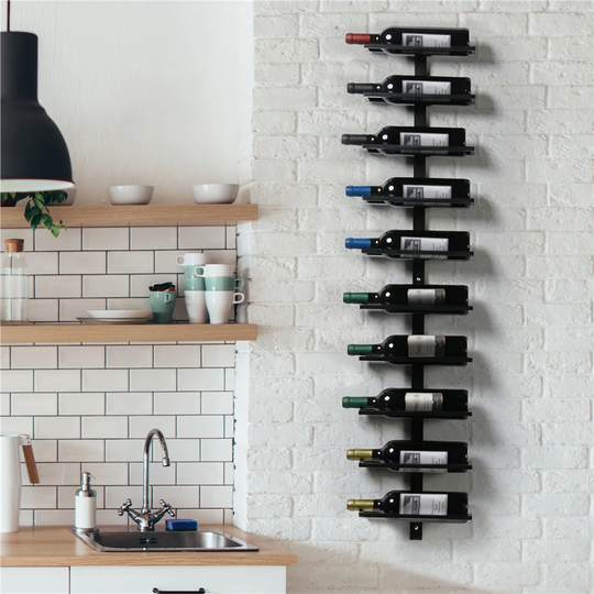 Zellner Wall Mounted Wine Bottle Rack in Black