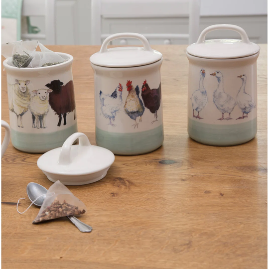 Apple Farm Stoneware 3 Piece Coffee, Tea and Sugar Jar Sets