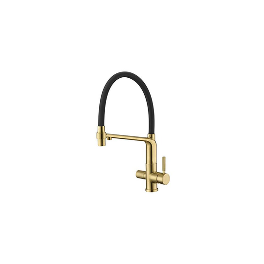 Arputhy 3 Way Filter Kitchen Tap with Pull Out Spray Sink Mixer Tap Drinking Purifier Water Tap Brass 360 Degree Swivel Spout Brushed Gold