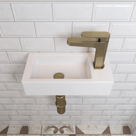 Liberty 365mm x 180mm White Ceramic Rectangular Wall Hung Basin Bathroom Sink