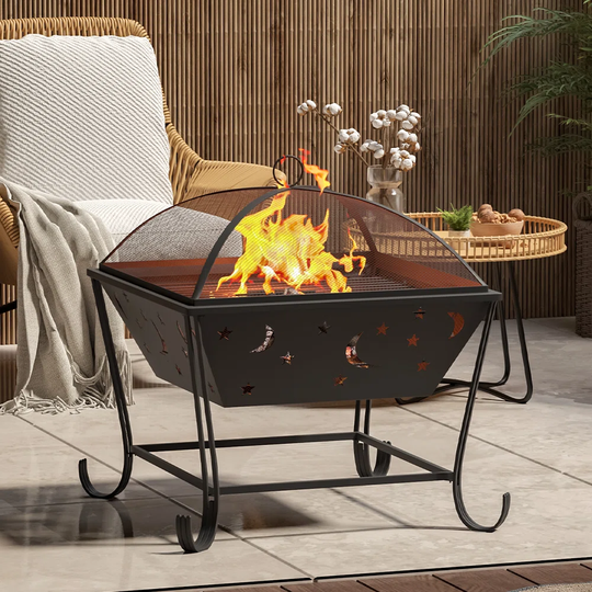 Rohan Star and Moon 56Cm H x 60Cm W Steel Wood Burning Outdoor Fire Pit with Lid
