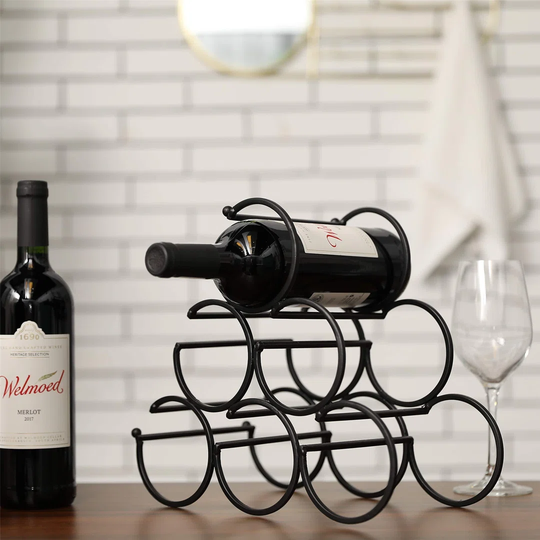 Iron Tabletop Wine Rack 29.5X16x27.5Cm Rustic Wine Bottle Rack Storage Wine Shelf Freestanding Wine Holder Portable Wine Cabinet Mini Bar For Home Cou