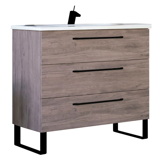 Bragdon Solid Ash and Oak 813mm Free-standing Single Vanity Unit