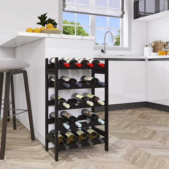 Guinna 20 Bottle Solid Wood Floor Wine Bottle Rack