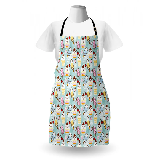 Cupcakes with Face and Cone Bars Creative Funny Caricature Image Apron