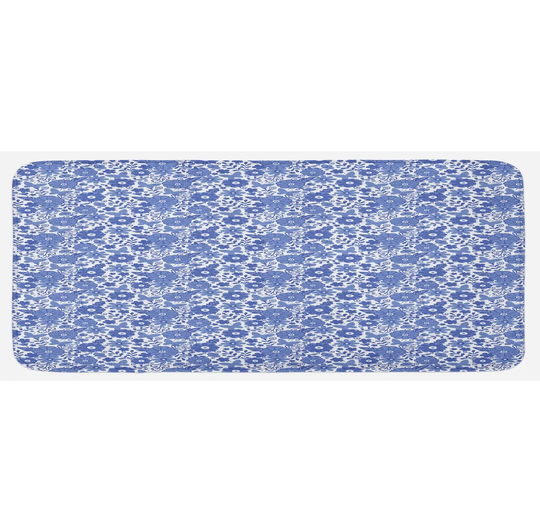 Citlali Dutch Delft Style Doodle Floral Kitchen Mat