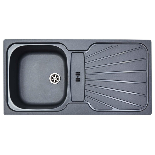 Graphite Grey Compact Kitchen Sink, 1.0 Bowl, Reversible, Waste Kit - SIA J9GR