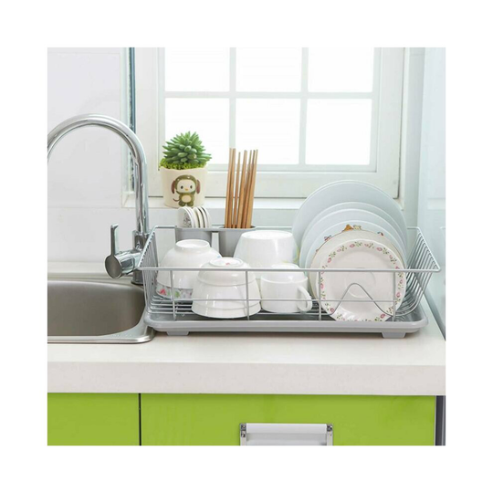 Large Dish Drainer Cutlery Draining Holder Plate Rack Kitchen Sink