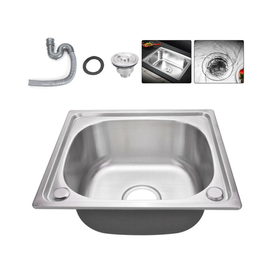 Stainless Steel Single Bowl Square Kitchen Laundry Washing Sink Plum