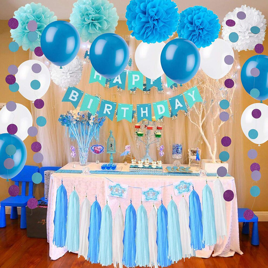 (6) Birthday Party Decoration Sets Bunting Banner Balloons, Pom Pom, Glitter Mermaid Hat, Cupcake Toppers, Paper Tassel, Hanging Swirl, Party Decor, E