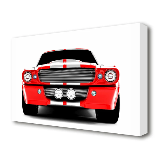 Mustang Red Front Grill - Wrapped Canvas Photographic Print
