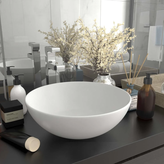 Tuohy White Round Bathroom Sink