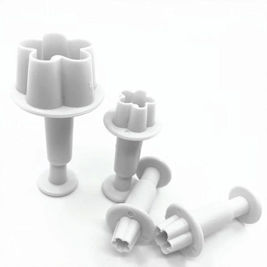 4 Piece Fondant Plunger and Cutter for Icing Muffin Flower Shape