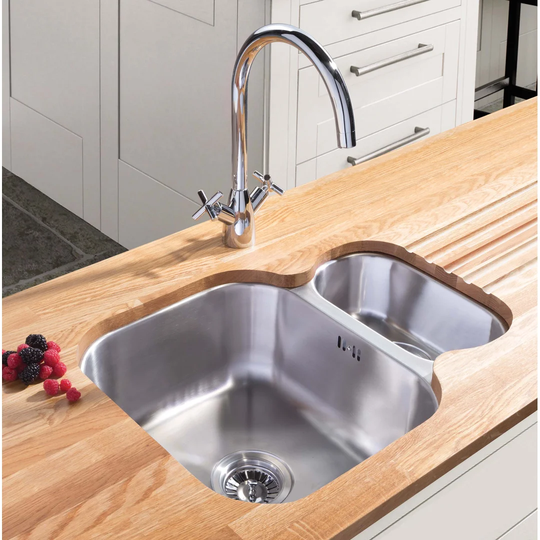 59.4cm x 46cm 1.5 Bowl Undermount Left Hand Main Bowl Kitchen Sink