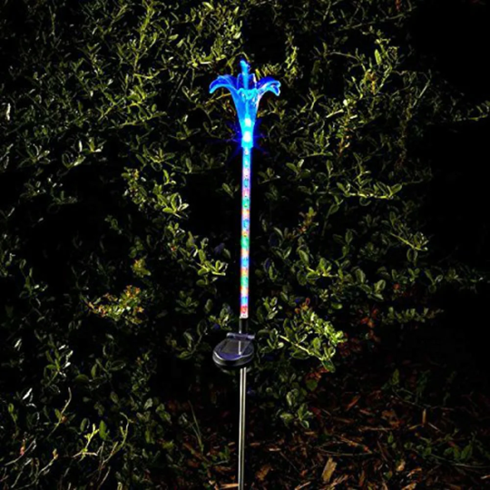 Hair Large Glass Lily Flower Burst Solar Powered Garden Torch