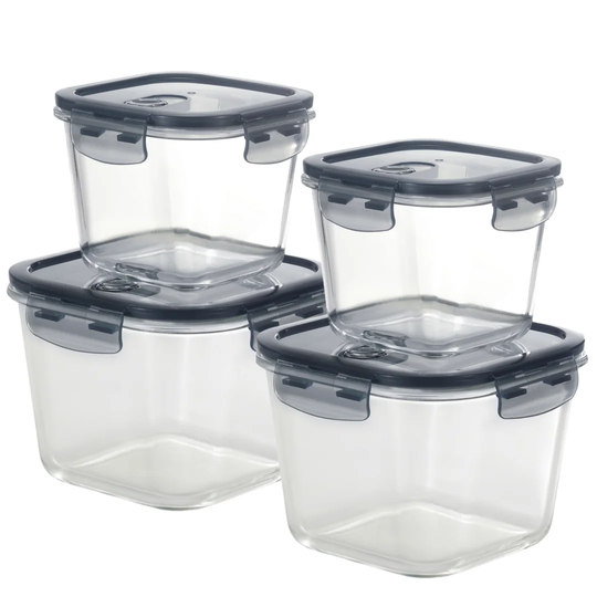 Belfry Kitchen Nachhaltiges Frischhaltedosen Set, 8-Tlg. (4 Behälter + 4 Deckel) Geeignet Für Mikrowelle, Spülmaschine, Ofen & Gefrierschrank. Luft