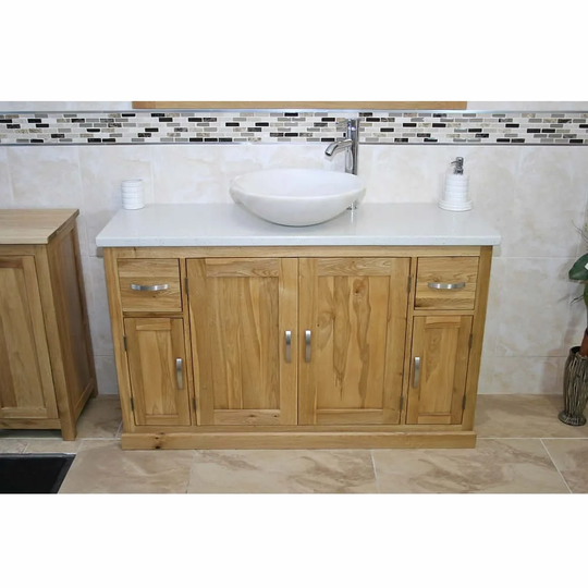 Delapaz Solid Oak 1230mm Free-standing Single Vanity Unit
