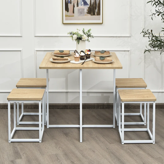 5-Piece Dining Table & Chair Set Bar Pub Table And Four Stool Set