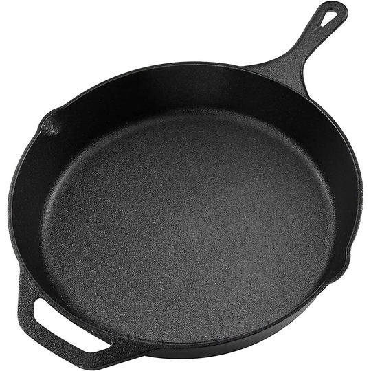 KICHLY Pre Seasoned Cast Iron Skillet/Frying Pan 12.5 Inch (31.75 cm) Black