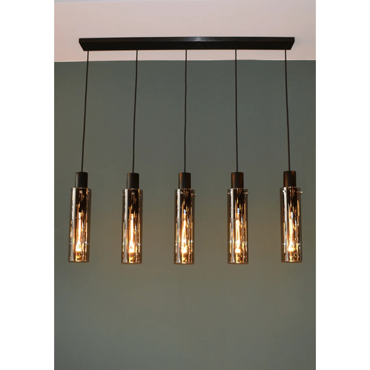 Orlando 5-Light Kitchen Island Cylinder Pendant with Wrought Iron Accents
