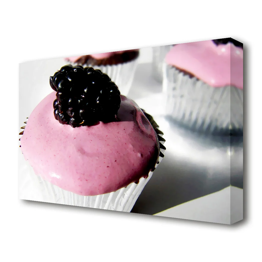 Blackberry Cupcake Kitchen - Wrapped Canvas Photograph