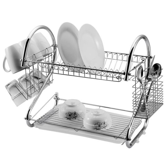 St@llion 2 Tier Dish Drainer Rack Holder 18" (Chrome)