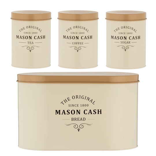Mason Cash Heritage - Bread Bin, Tea, Sugar & Coffee Canister Set