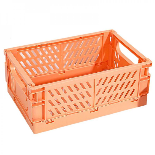 Collapsible Plastic Folding Storage Box Cosmetic Container Orange