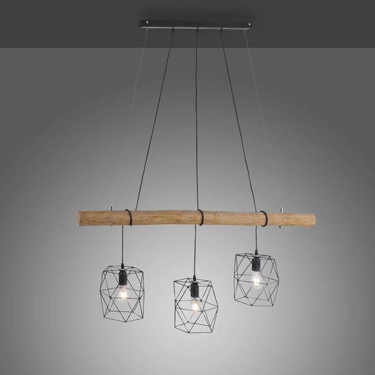 Keys 3 - Light Kitchen Island Linear Pendant with Wood Accents