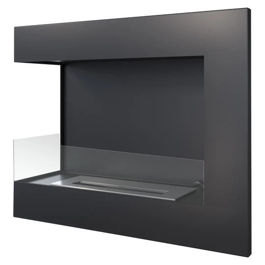 Corner Wall-Mounted Ethanol Fireplace Delta Black, Left-Sided