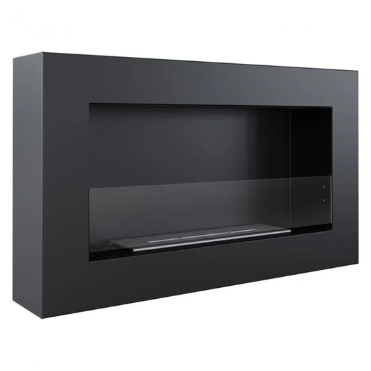 Wall-Mounted Ethanol Fireplace Golf Flat Black with Glazing