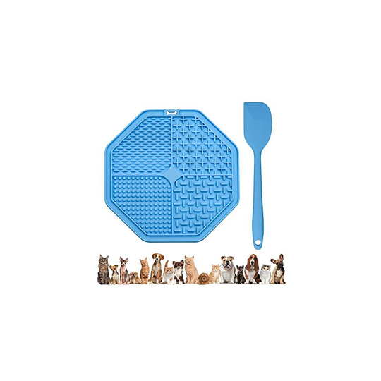 LONGINTO Lick Pad for dogs cats, Slow Feeder Mat & Anxiety Relief, Slow Treater Dispensing Mat with Strong Suction with 2 Spatula Scraper for Dog
