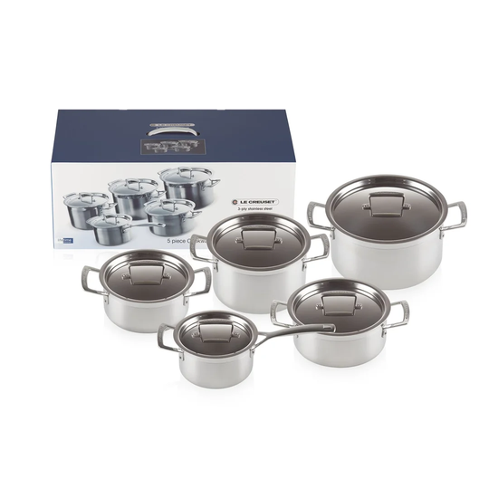 Le Creuset 3ply Stainless Steel 5 Piece Set