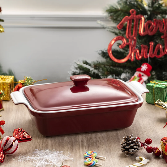 Blossom 1.7L Stoneware Rectangular Casserole Dish With Lid